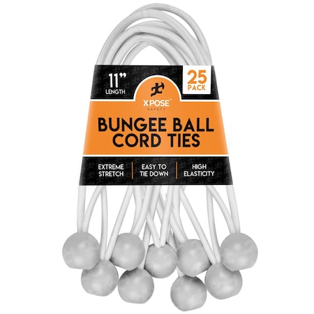 Ball Bungees White 11 In , 25PK